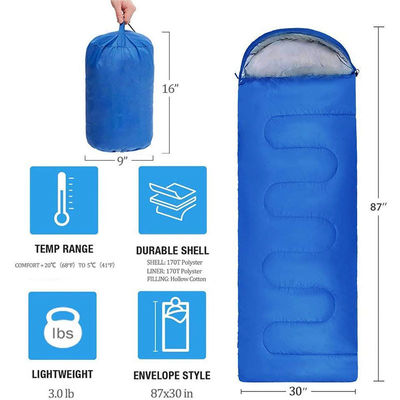 170T Lightweight Blow Up Camping Mattress , Envelope Sleeping Bag 4 Season