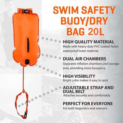18L Swim Buoy Waterproof Inflatable Dry Bag Safety Float For Water Sports Triathletes