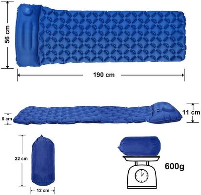 Lightweight Camping Inflatable Sleeping Pad 40D Nylon For Hiking Backpacking