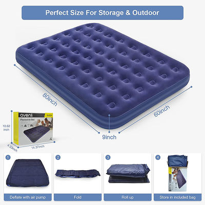 Coil Beam Inflatable Camping Mattress PVC Flocked Top Low Profile