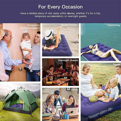 Flocked Camping Inflatable Sleeping Pad Coil Beam Lightweight Blow Up Camping Mattress