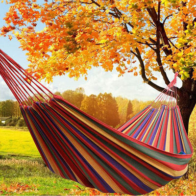 Backpacking 0.73kg Lightweight Camping Hammock Cotton Canvas With Strap