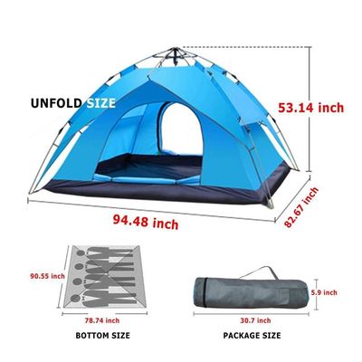 3-4 Man Automatic Instant Portable Family Dome Tent Waterproof