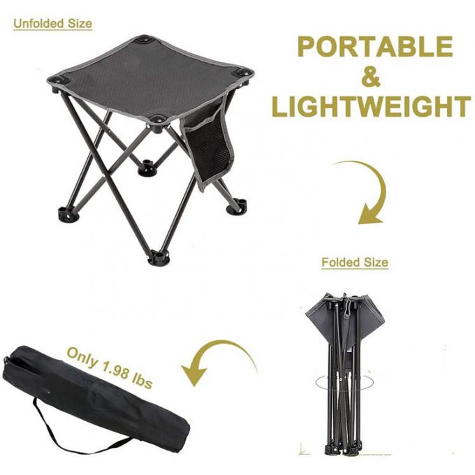 600D Oxford Fabric Square Folding Chair High 16.5in Lightweight Fold Up